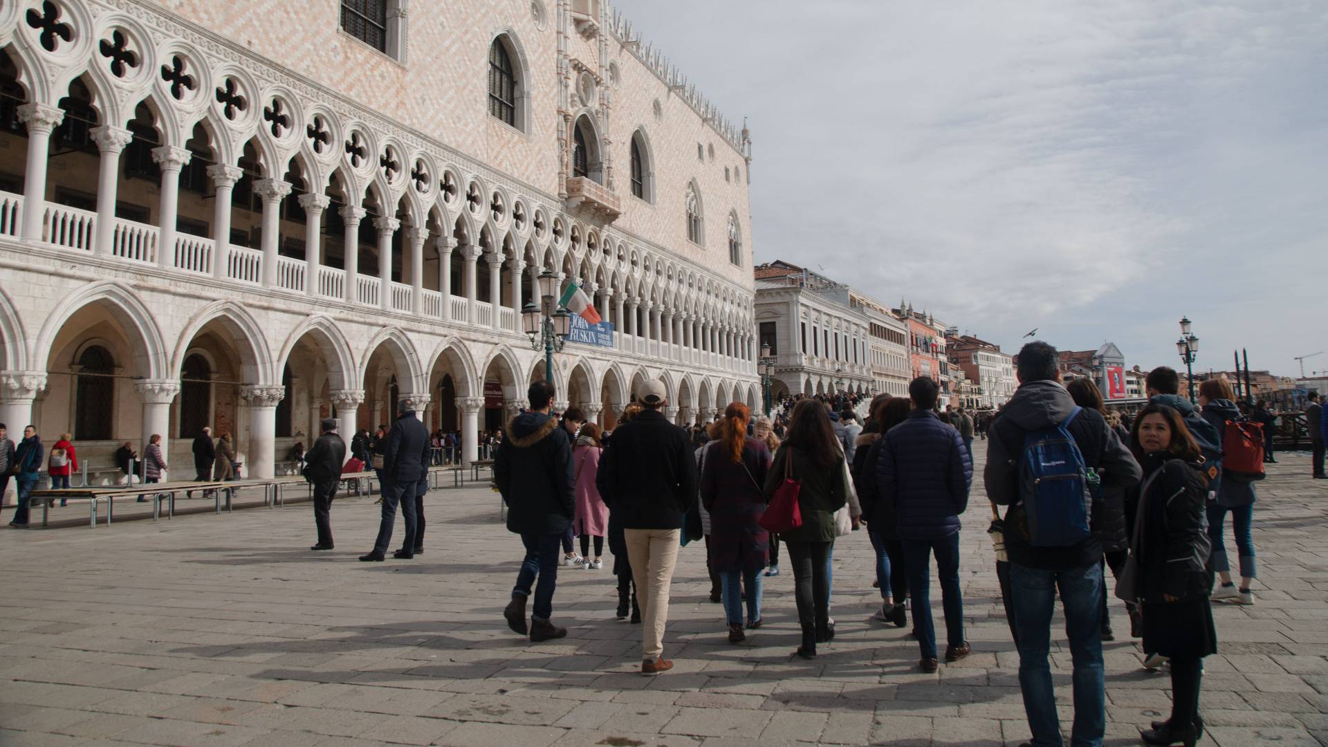 Students outside Doge's Palace in Venice