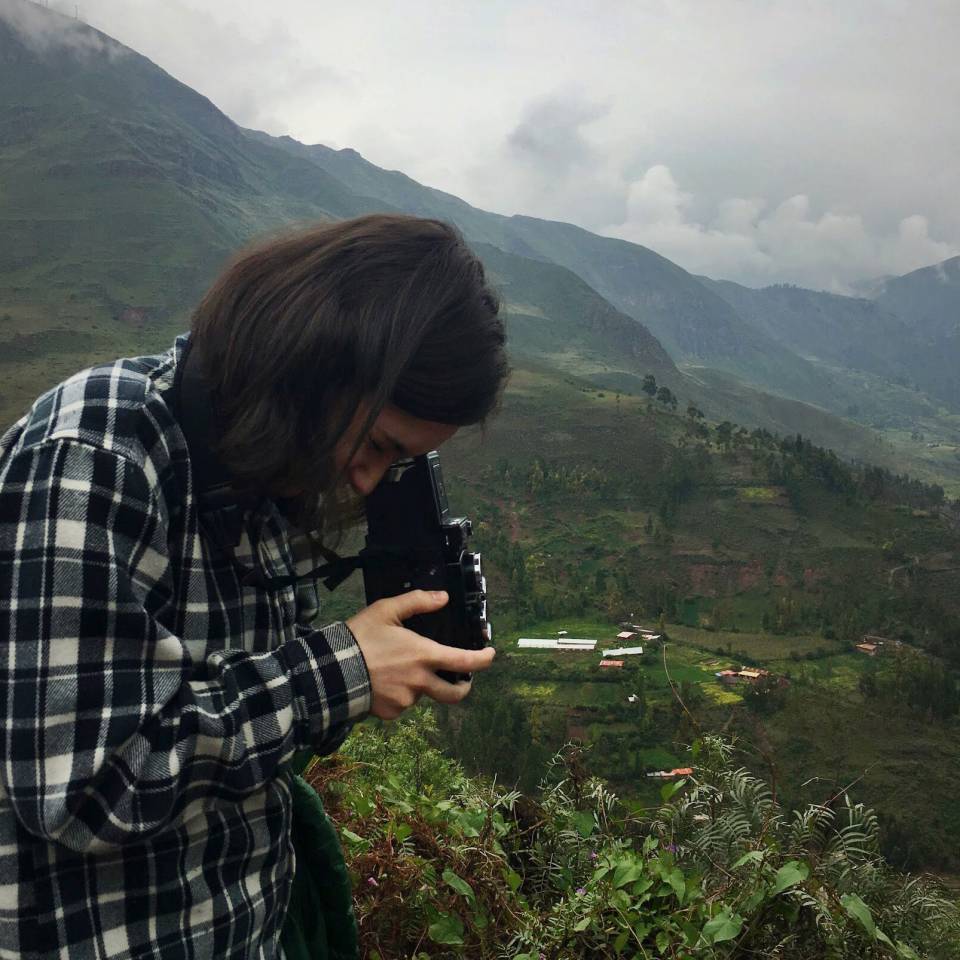 Elaine Romano using large format camera in Peru
