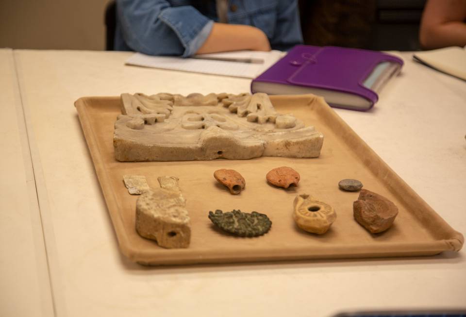 Tray of ancient artifacts from Art Museum