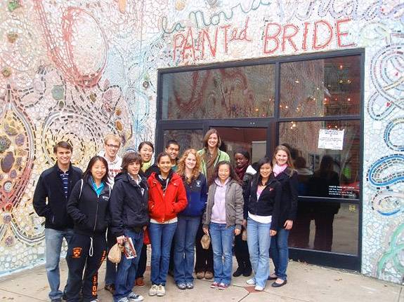 Students at the painted bride