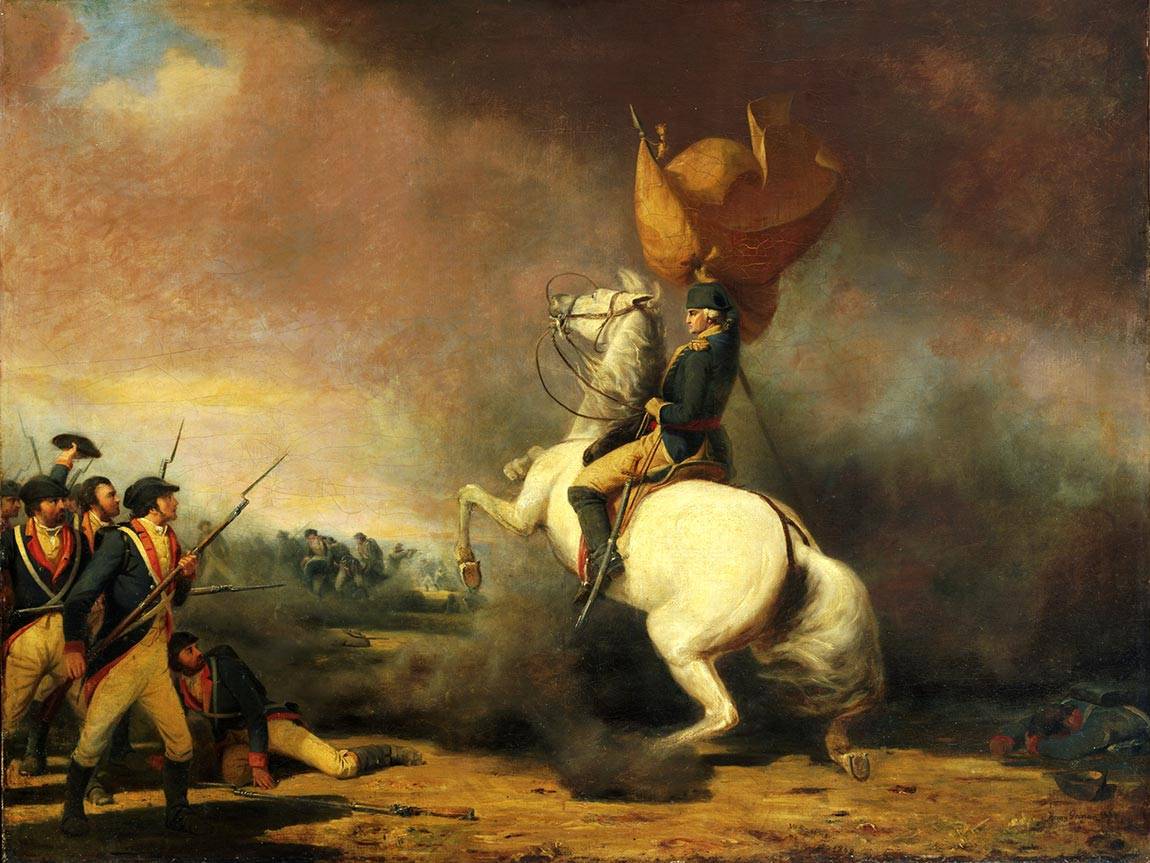 July 4 "Washington Rallying the Americans at the Battle of Princeton" painting