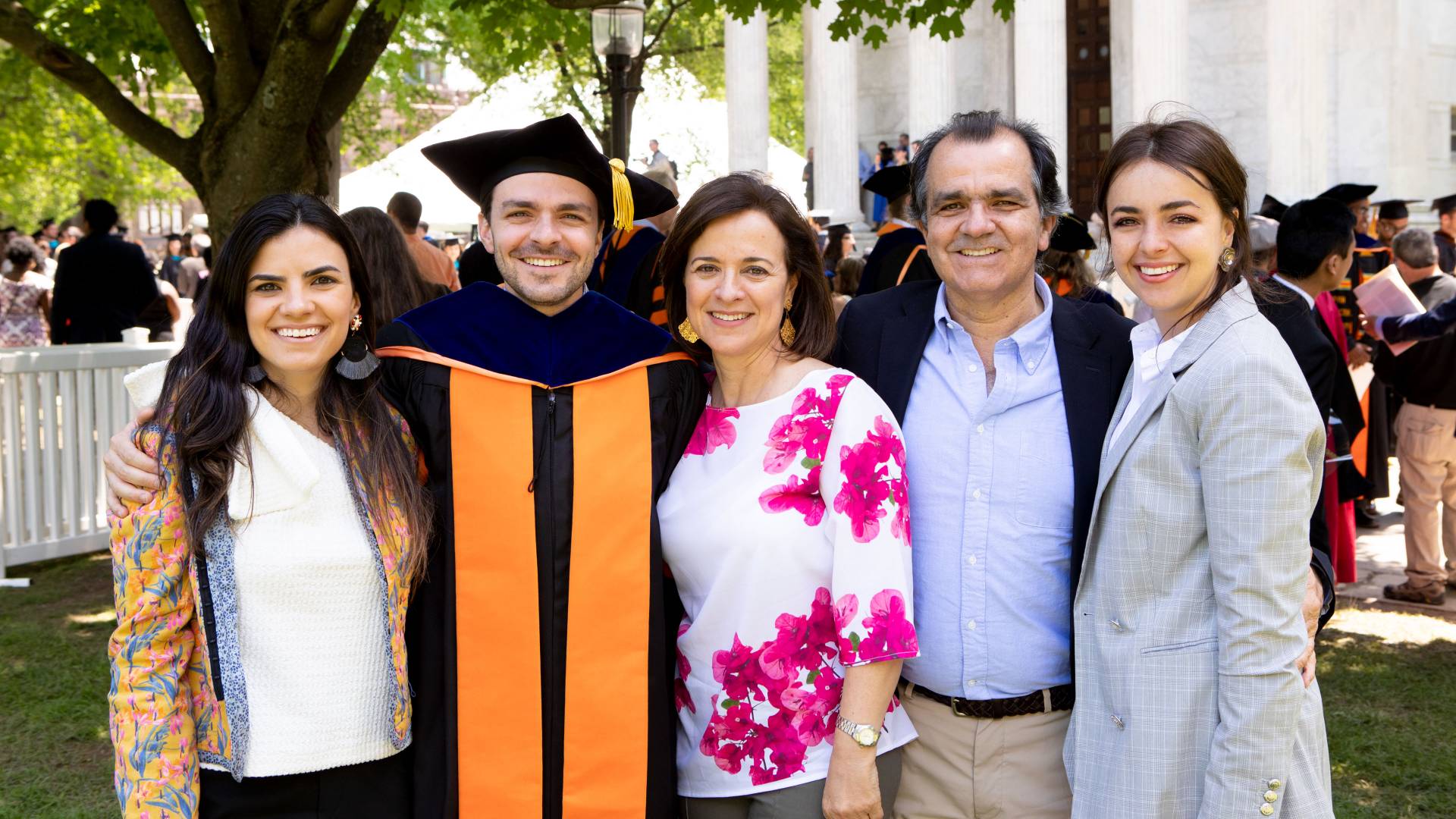 David Zuluaga Martinez with his family after the Commencement ceremony