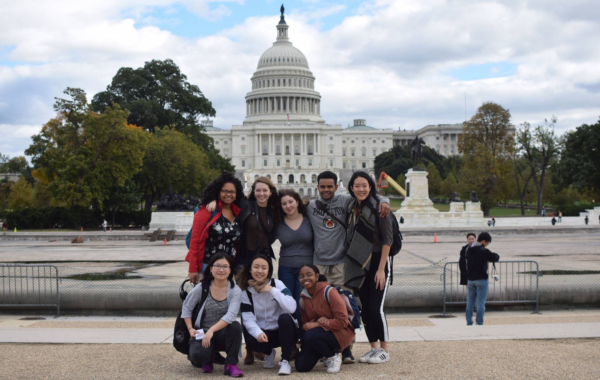 Students posing in front of Capitol building in DC