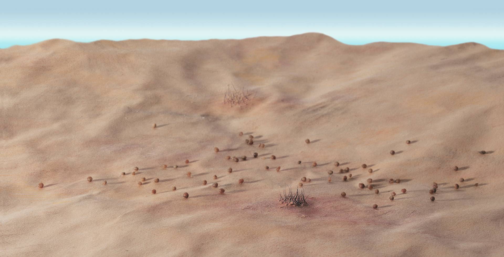 Desert hills with small spheres