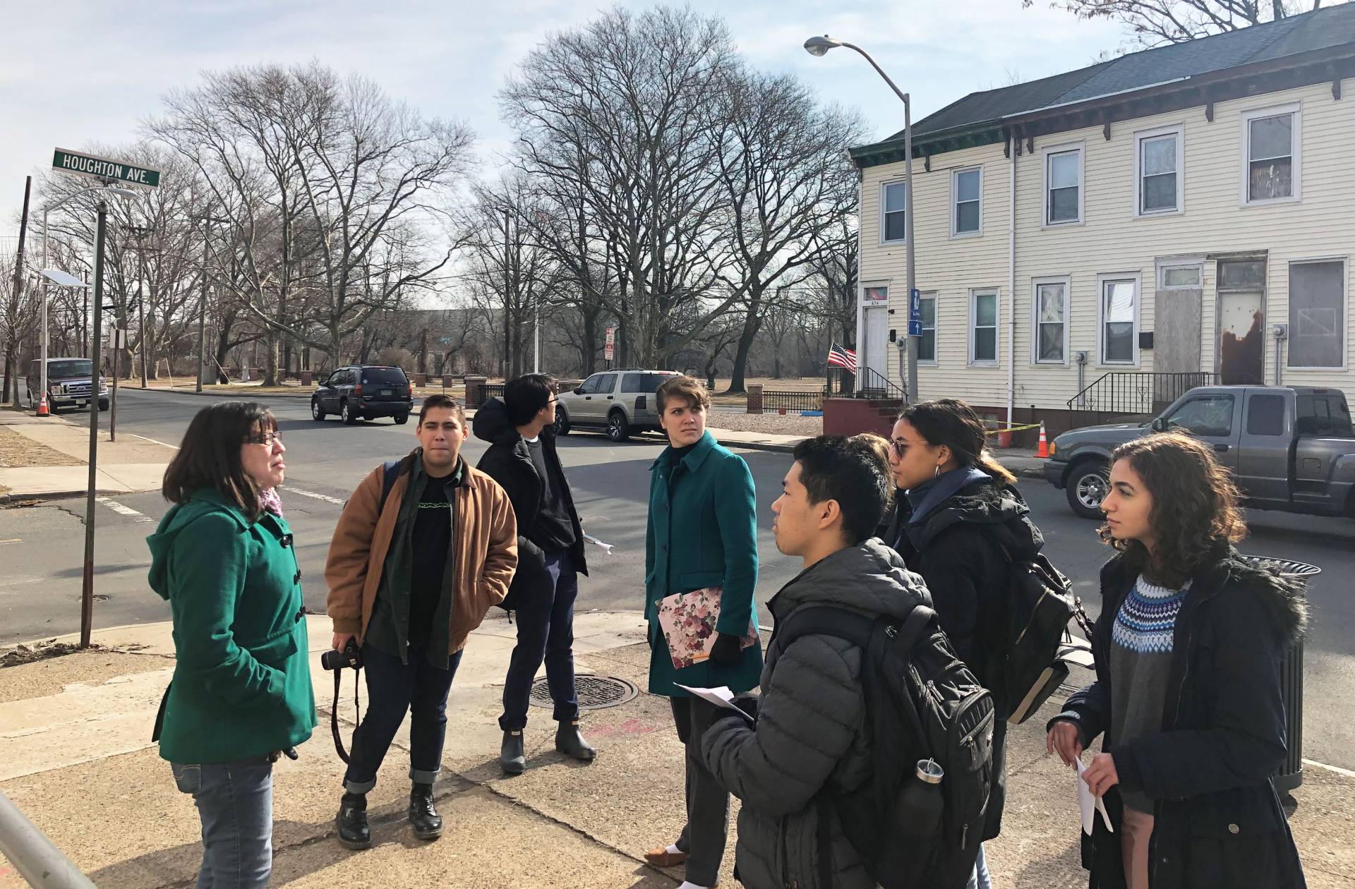 Students on a walking tour in Trenton