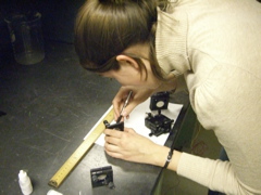 Emily marking location of  Beam Splitter