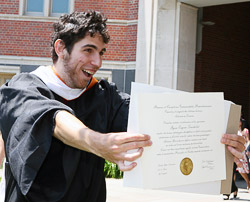 Showing off a diploma
