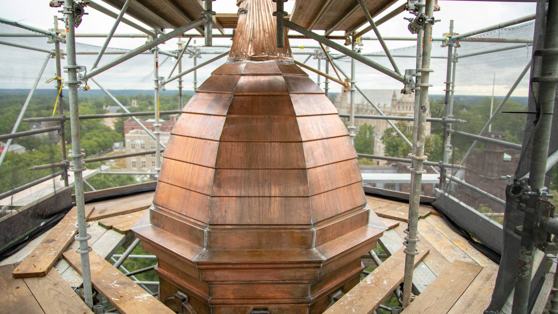 New copper on dome of Nassau Hall cupola