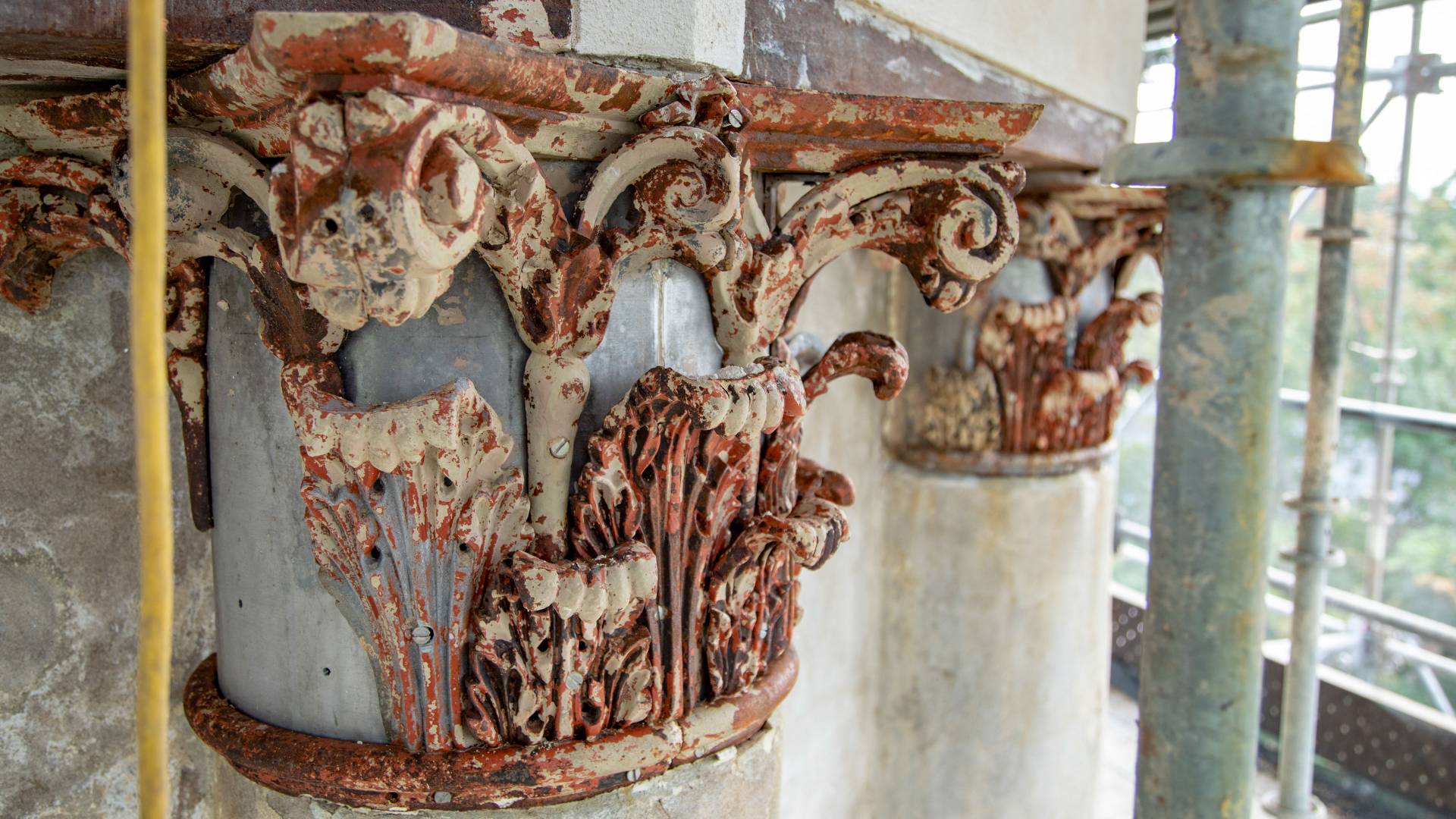 Rusted decorative top of column from Nassau Hall cupola