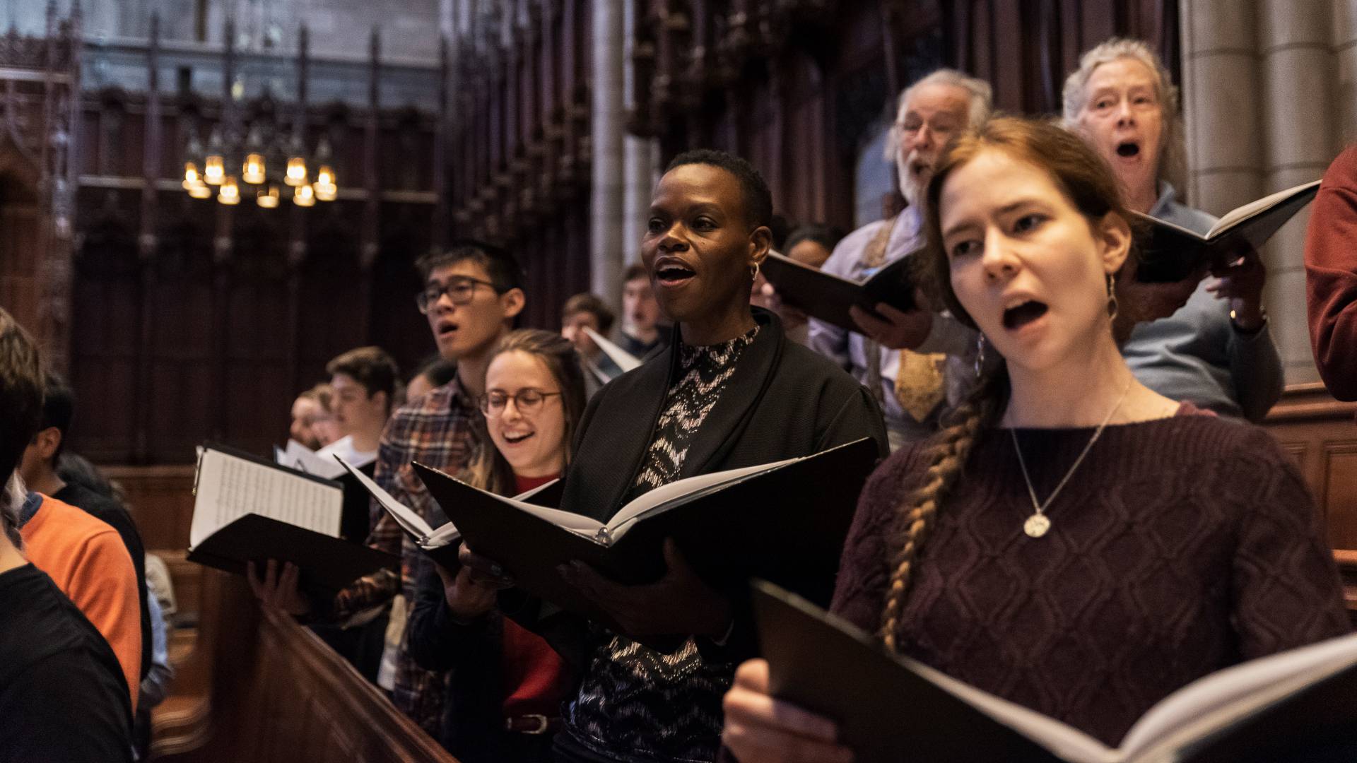 Members of Princeton Chapel Choir singing
