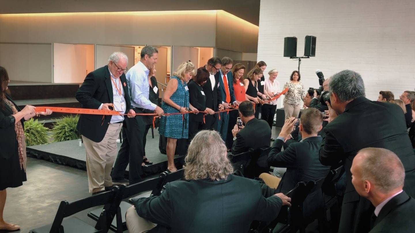 Ribbon cutting ceremony for opening of Lewis Arts complex