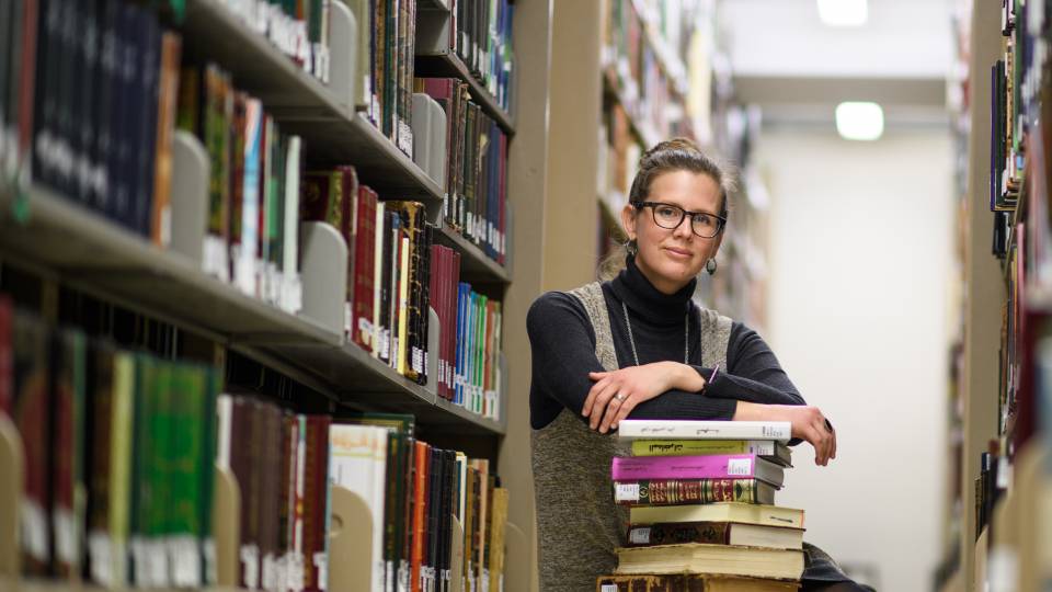 Kimberly Leaman in the stacks