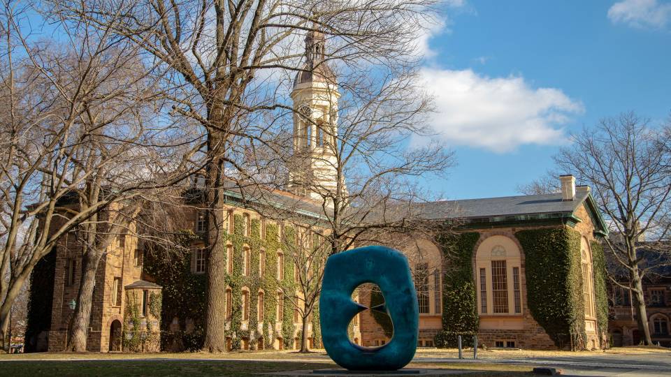 'Oval with Points' sculpture with Nassau Hall in the background