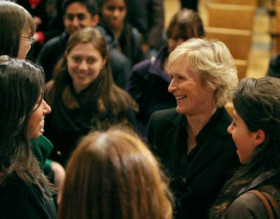 Glenn Close with students