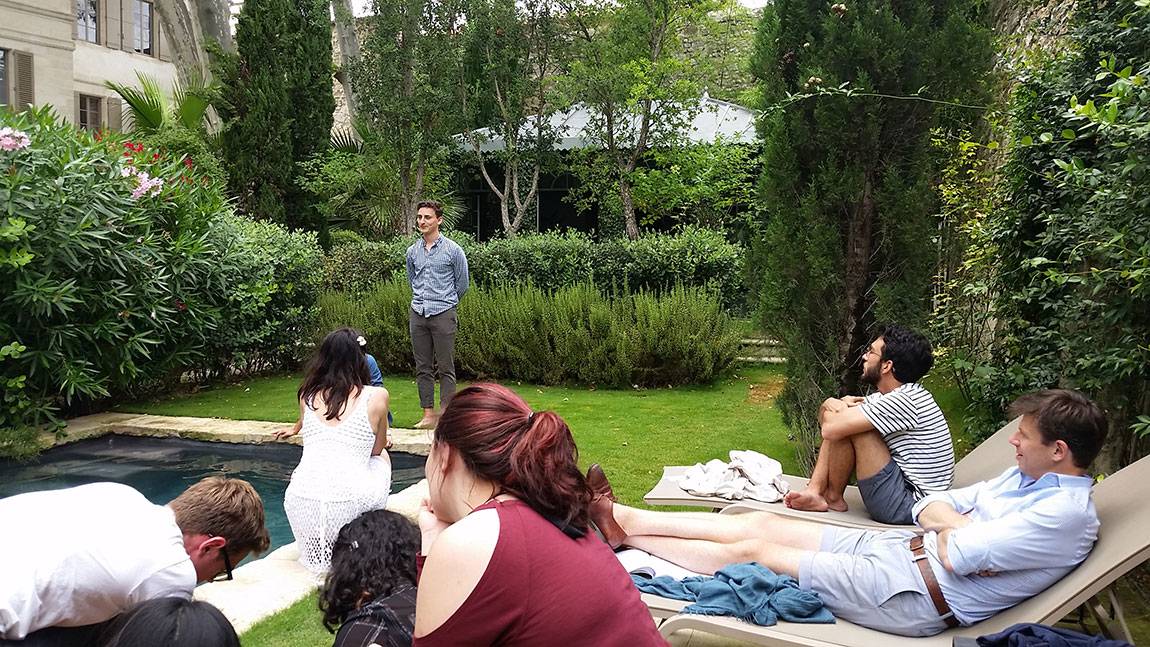 A Tale of Two Countries: France - Benjamin Diamond rehearsing in garden of Le Complot