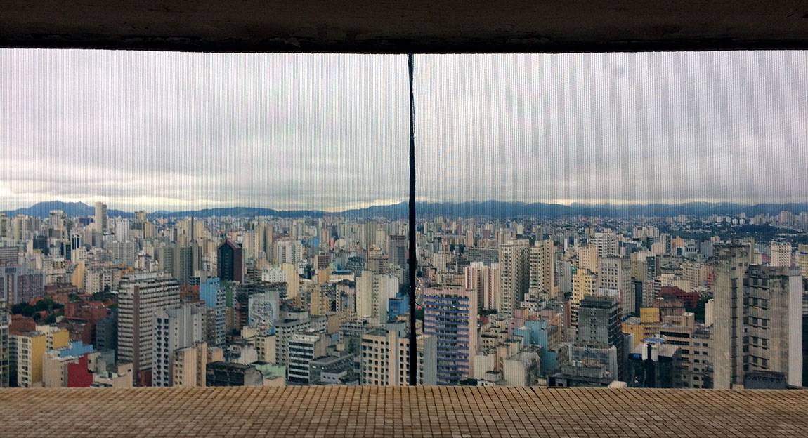 To further our understanding of Brazil's place on the global art stage, the class explored the city of São Paulo. Part of this evolving and complex metropolitan center is seen here through the window of an apartment in the Edifício Copan. 