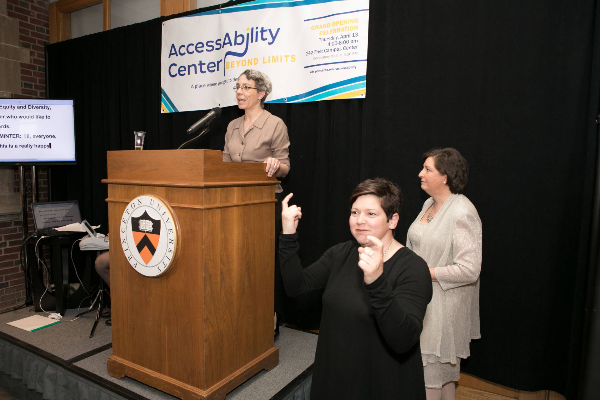 Michele Minter at podium at AccessAbility Center opening