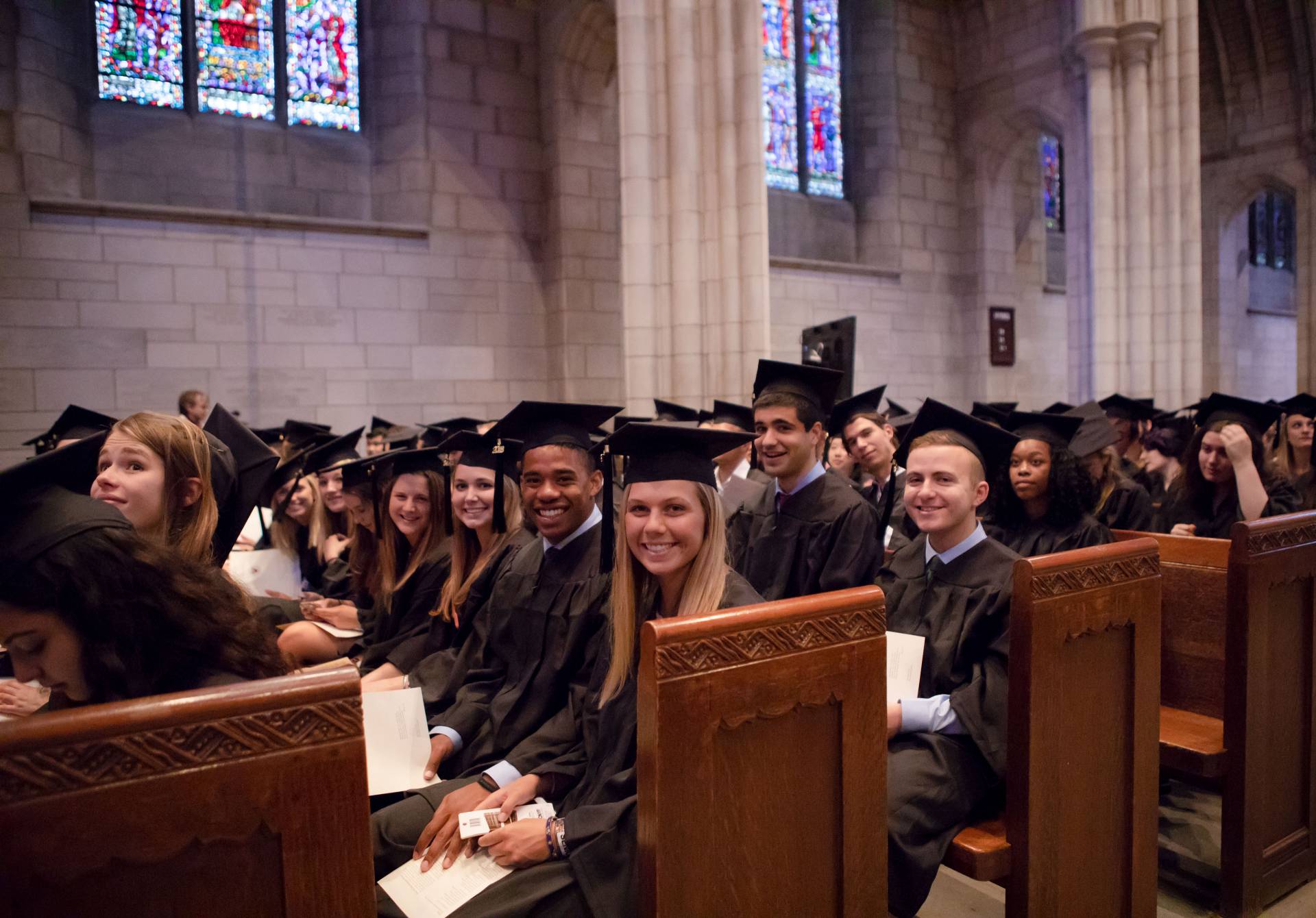 Students in chapel during Baccalaureate ceremony