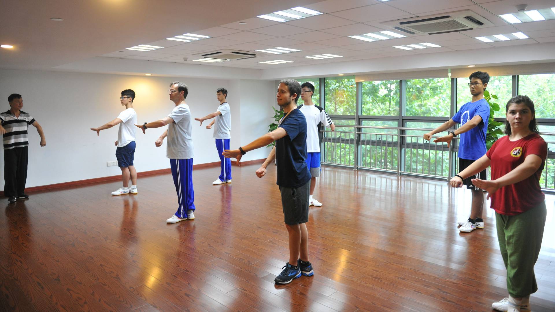 Students rehearsing a dance