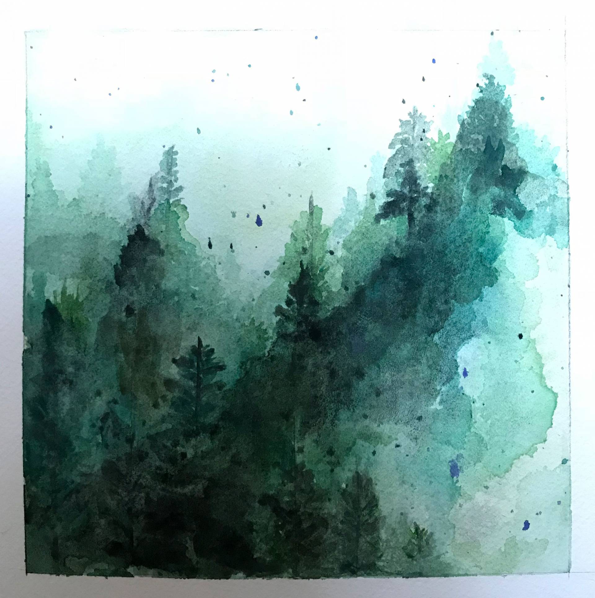 Watercolor painting of trees