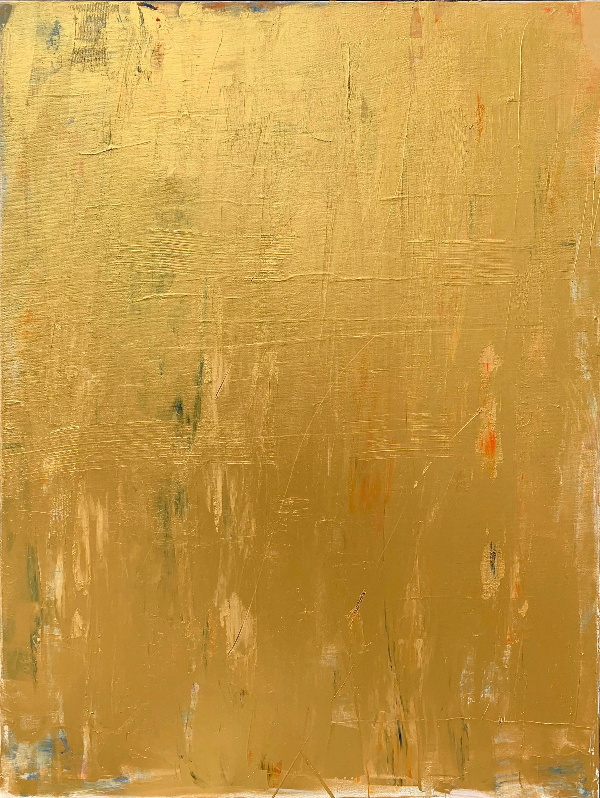 Abstract painting in gold acrylic
