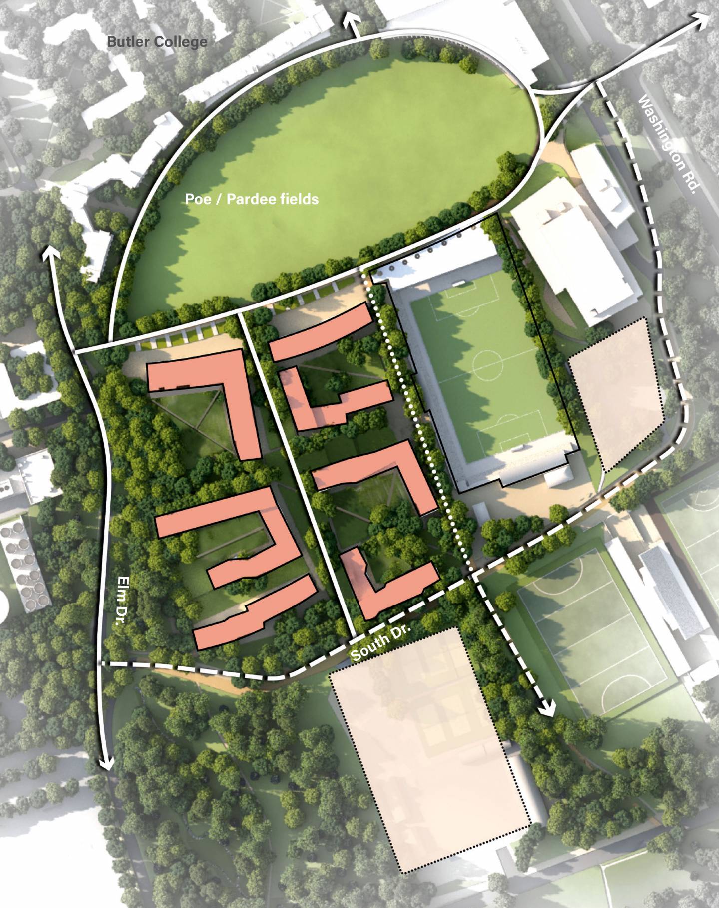 Campus Plan map of potential residential colleges