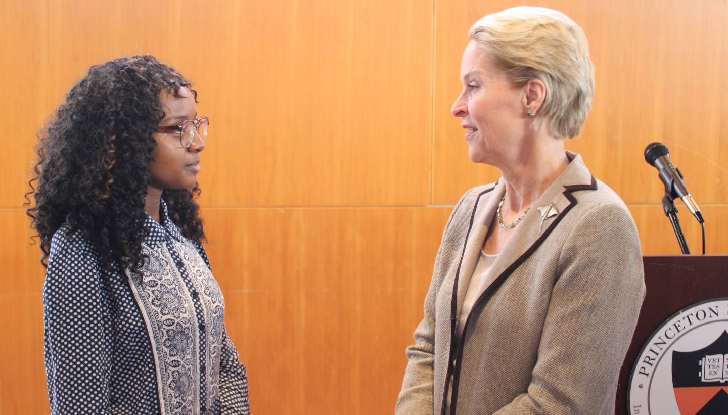 Claire Orare speaking to Frances Arnold