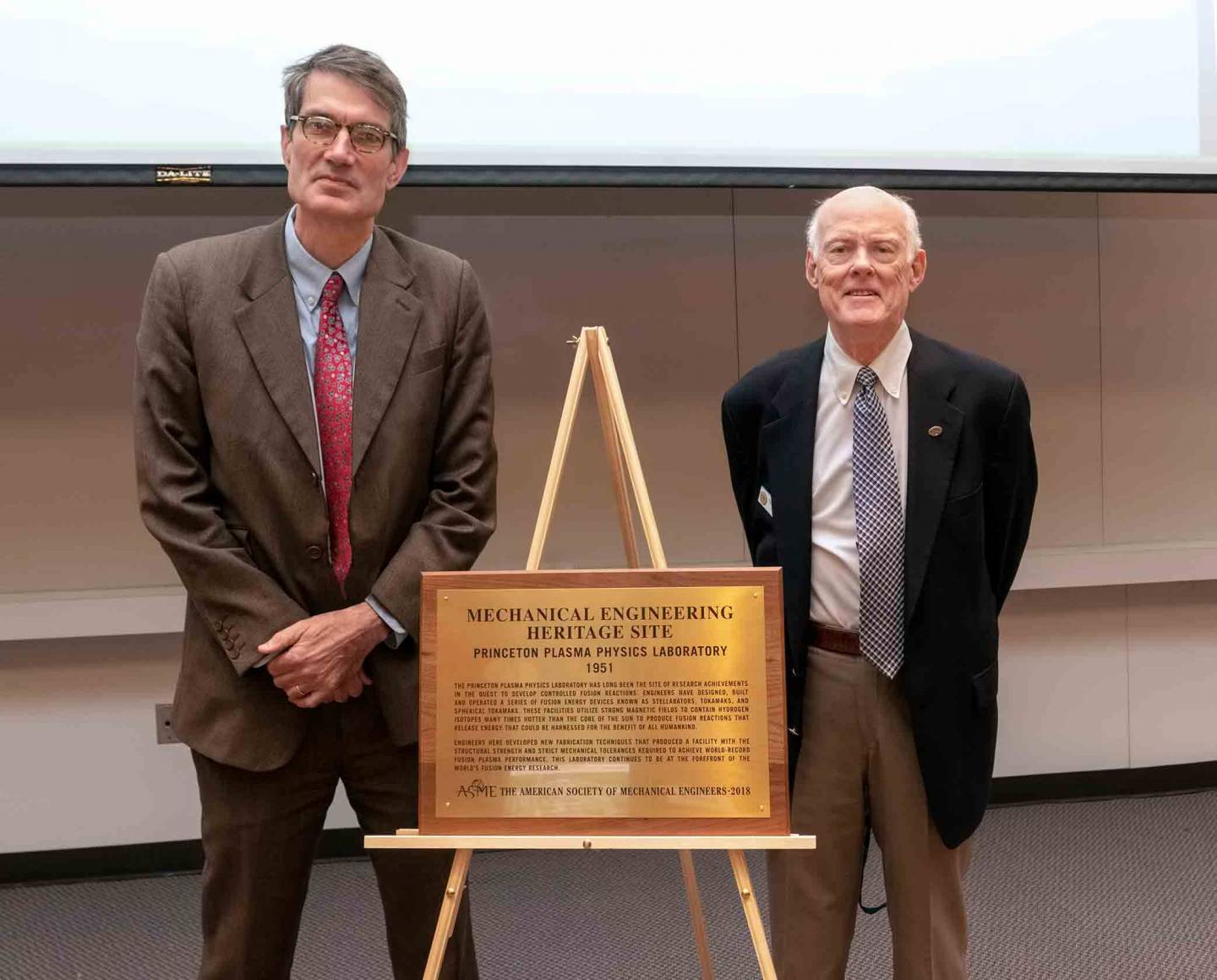 Steve Cowley, Robert Simmons and PPPL plaque