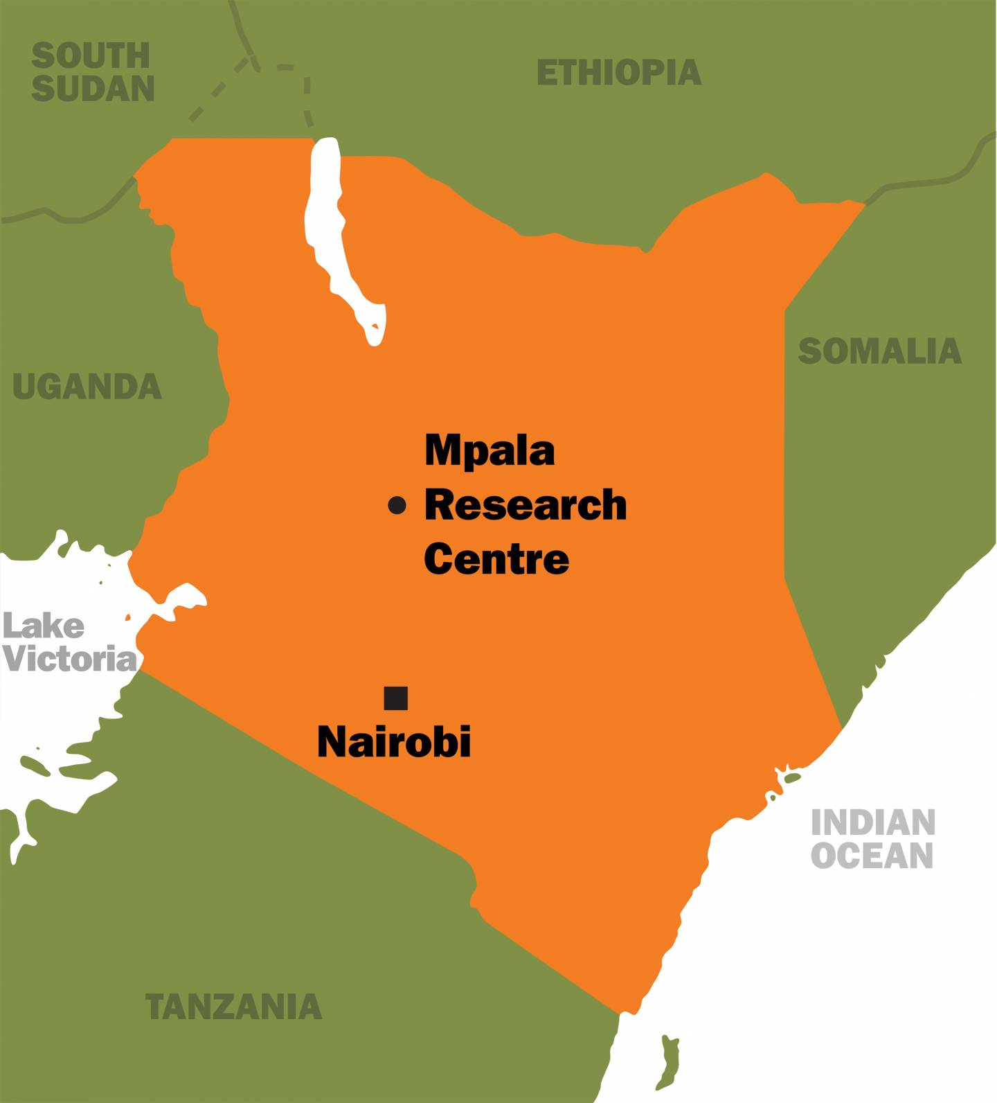 Map of Kenya, showing where the Mpala Research Center is located