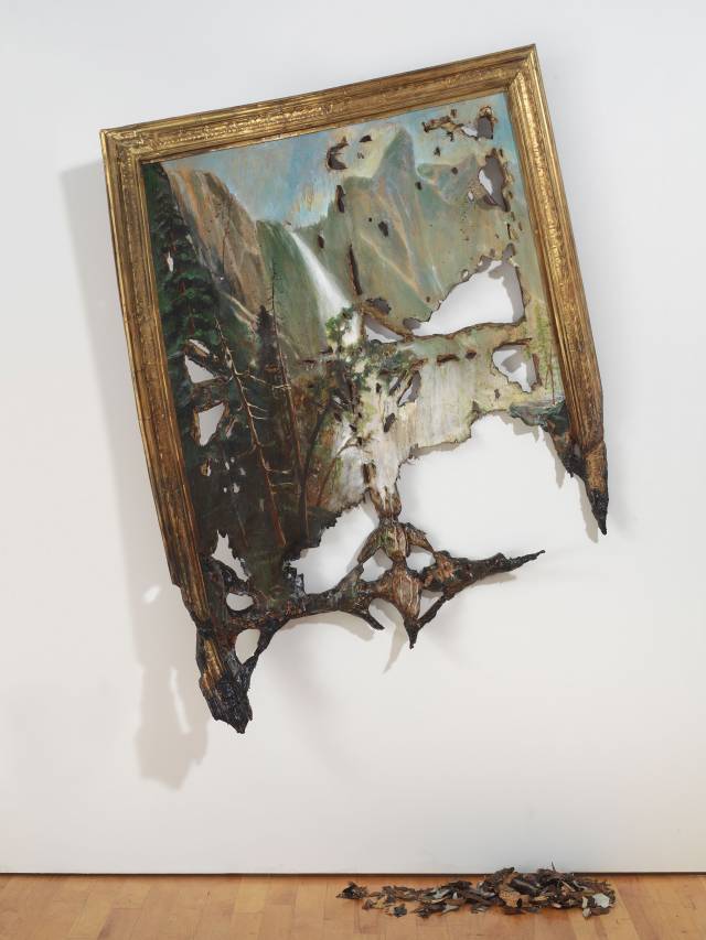 Valerie Hegarty's artwork "Fallen Bierstadt" made of Foamcore, paint, paper, glue, gel medium, canvas, wire, wood