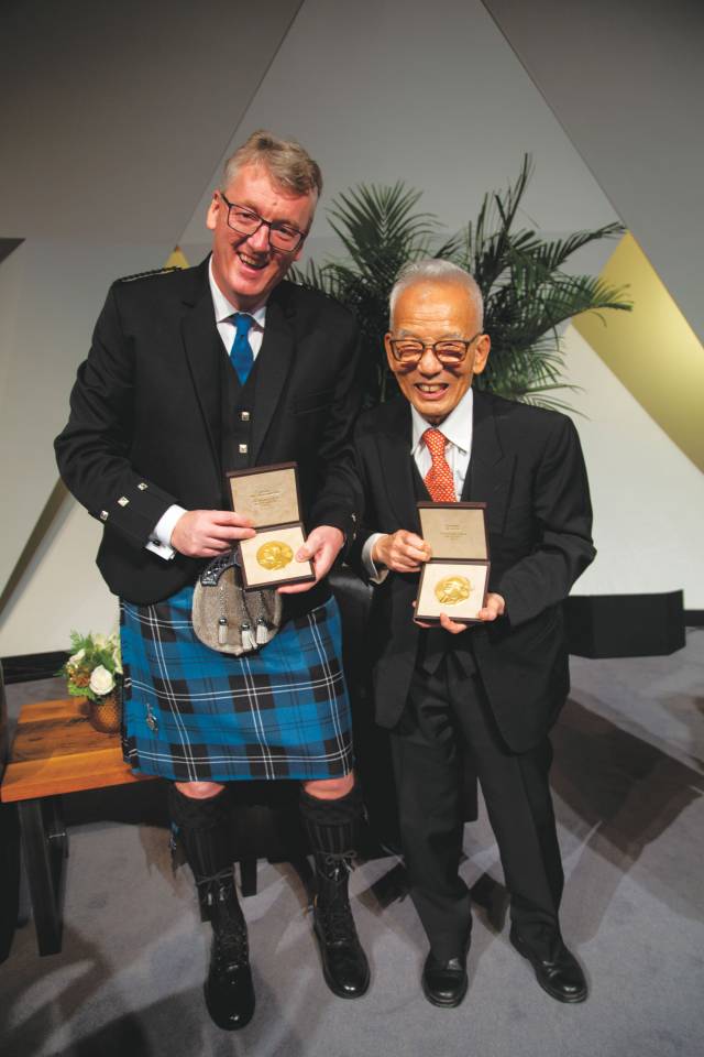 Manabe and MacMillan with their Nobel medals