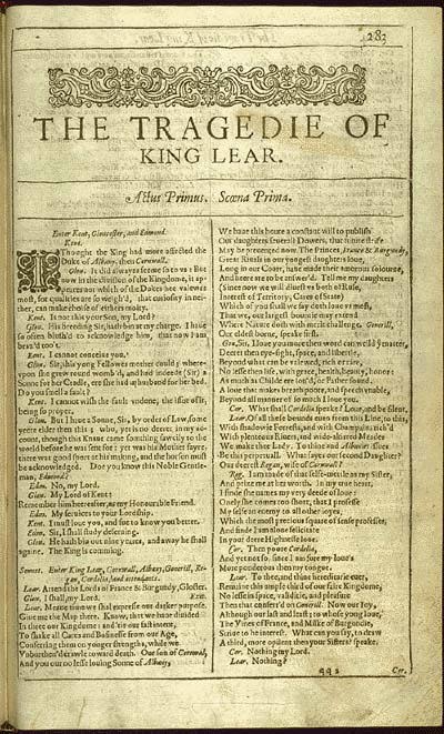 Folio King Lear Title Page