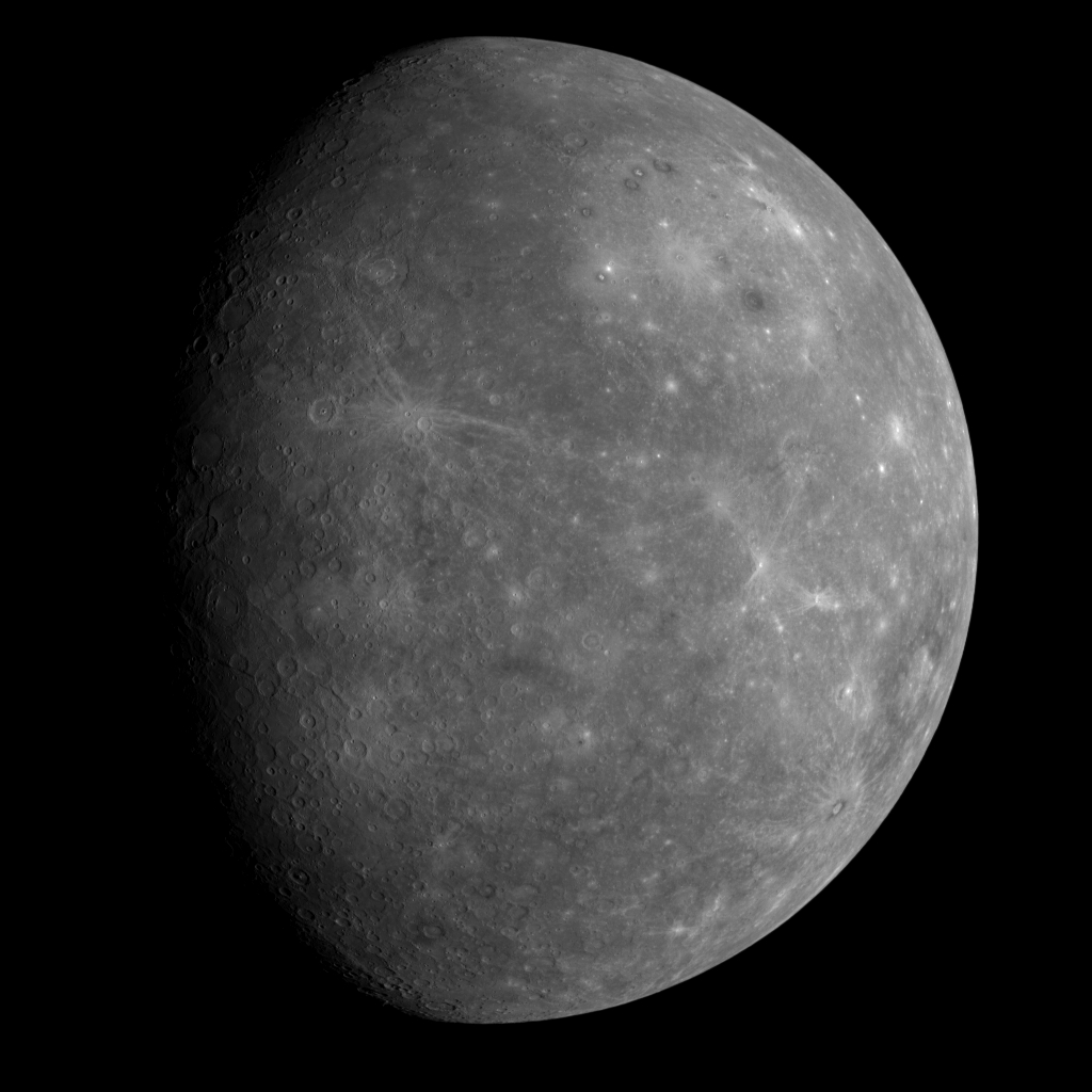 Mercury as seen by the MESSENGER spacecraft on 2008 January 14 from a distance of about 27,000 kilometers