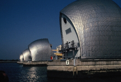 the Thames barrier