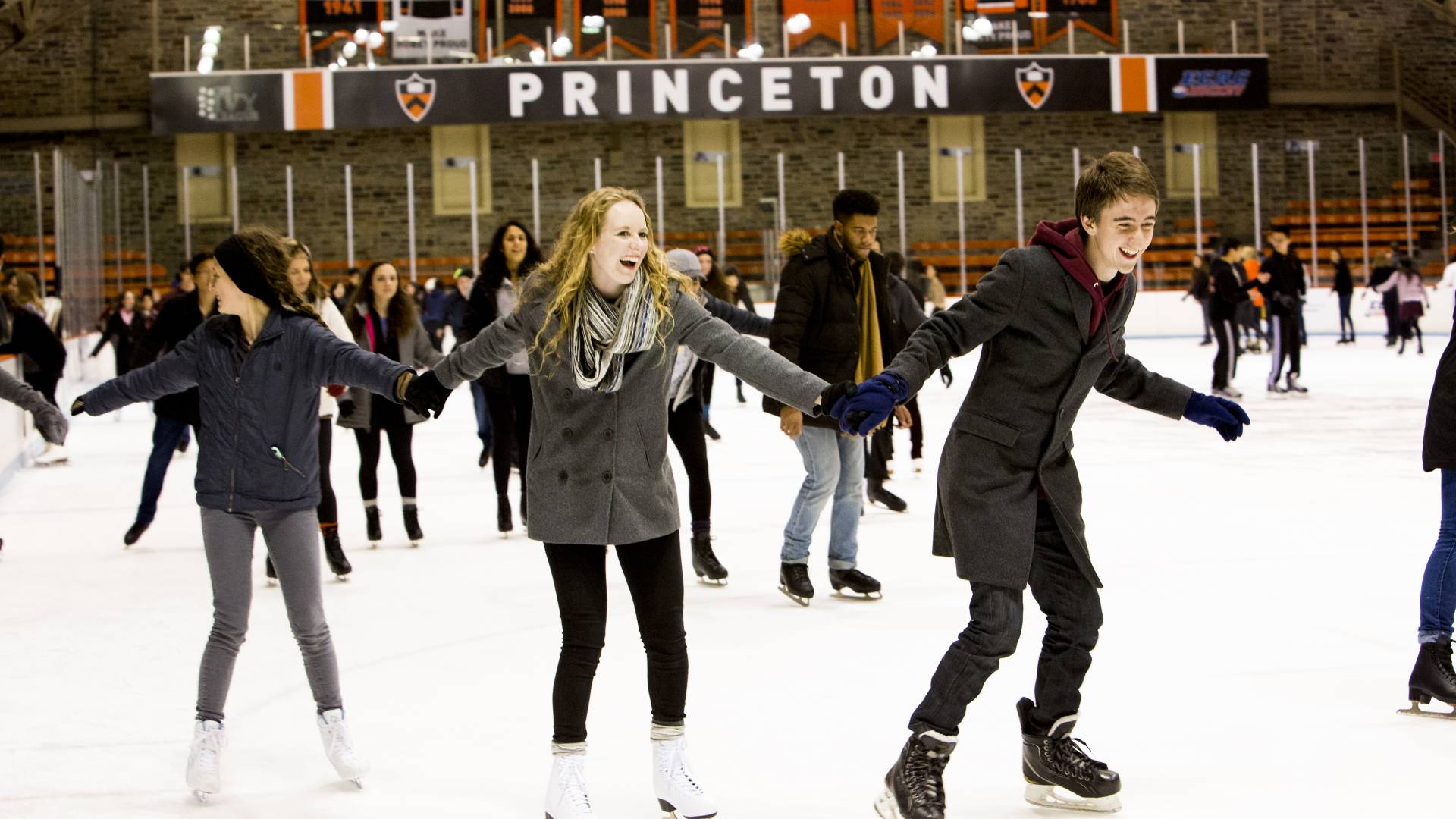 Students skating at Baker Rink