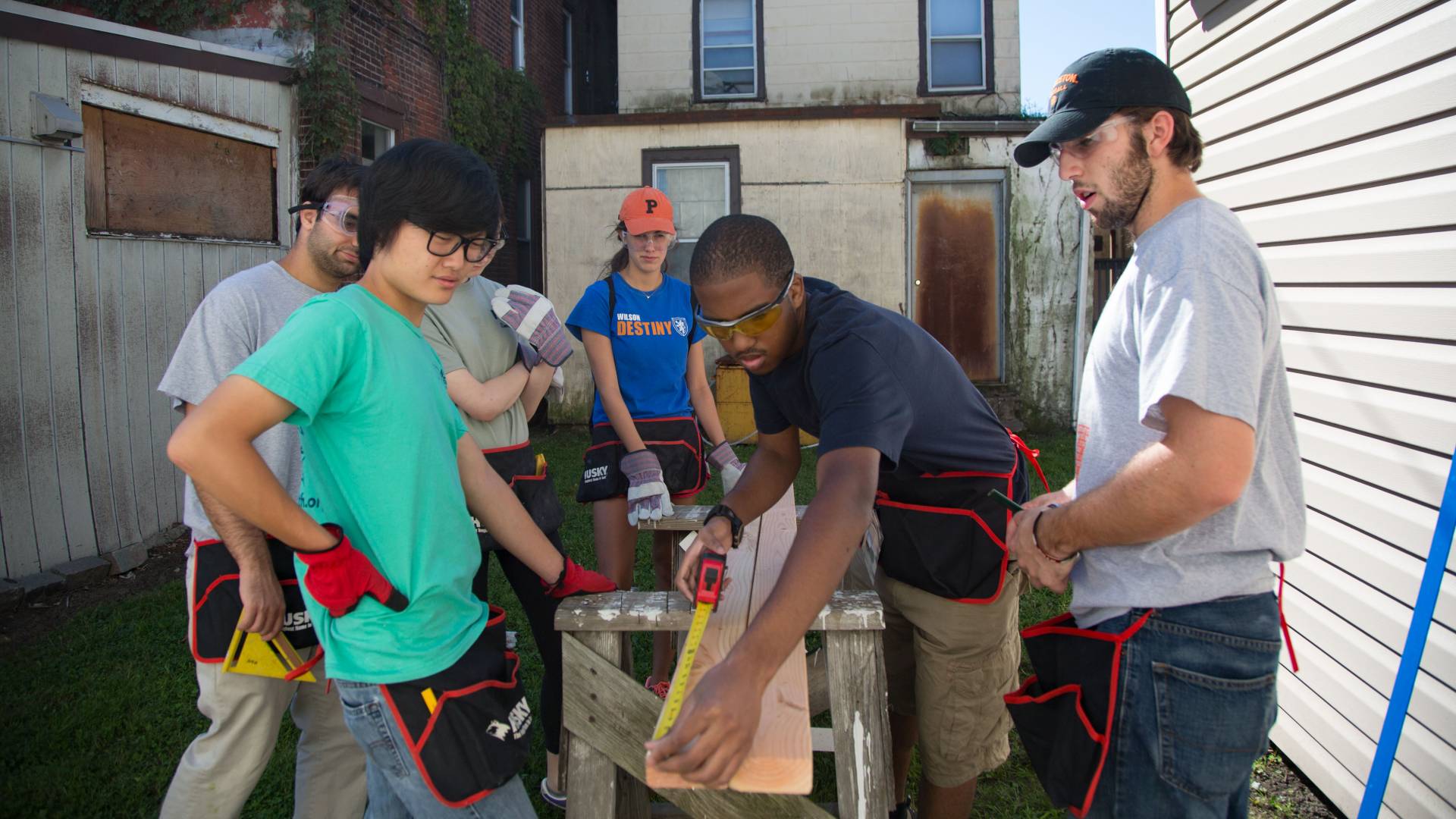 Students at a Habitat for Humanity site