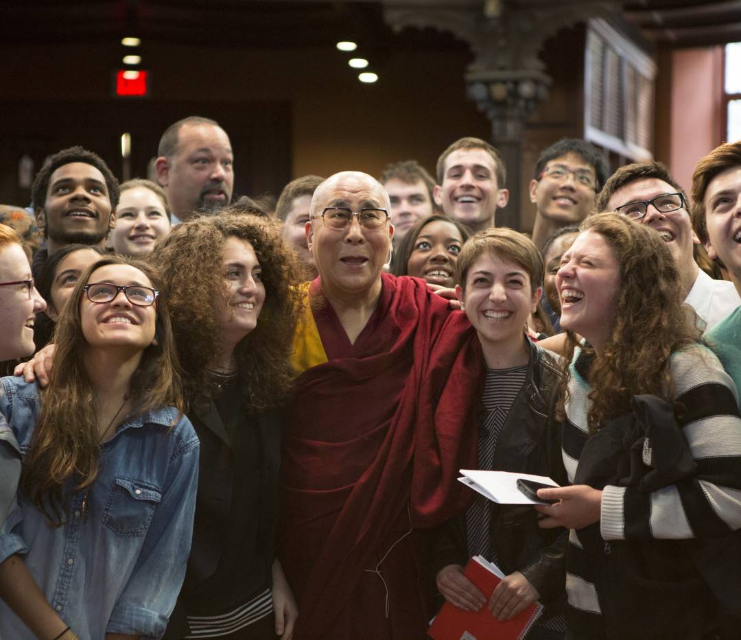 Dalai Lama with students