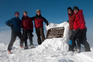 Group Photo in front of the Mt. Katahdin, Baxter Peak sign