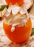 Toasted cream on orange dessert