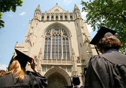 Students approach the chapel