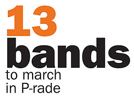 13 bands to march in P-rade