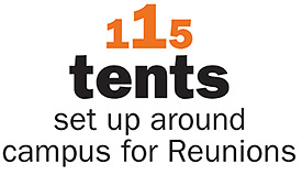 115 tents set up around campus for Reunions