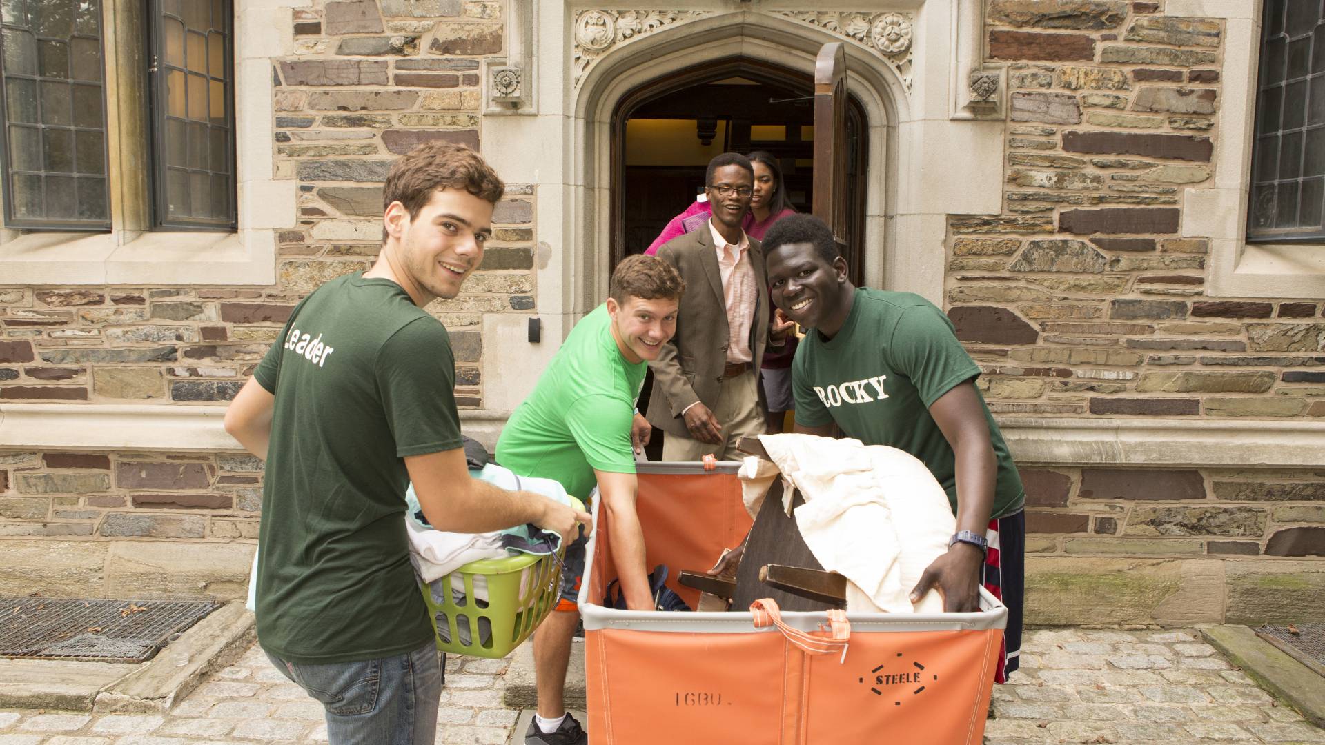 Photo of students moving in to Rocky dorm
