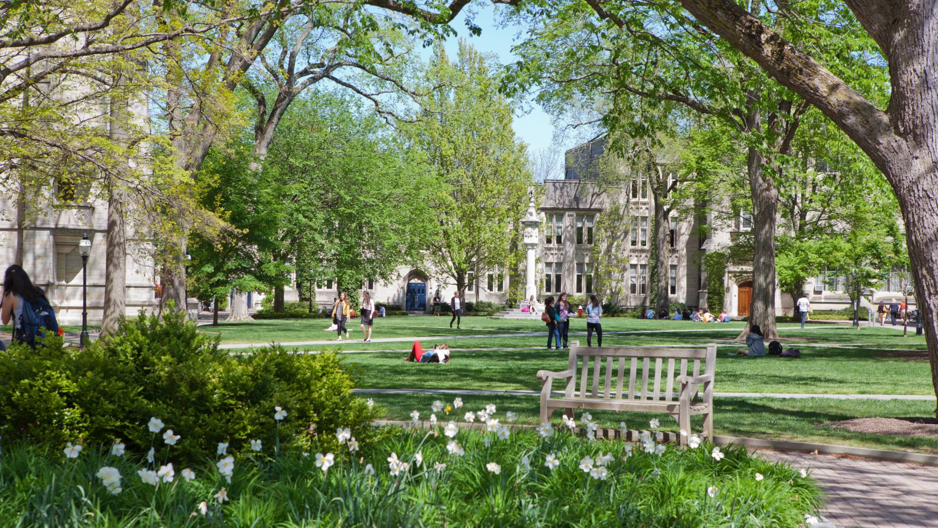 People in chapel, Dickinson, and McCosh courtyard