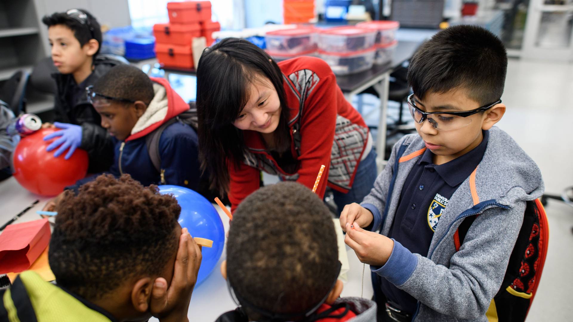 Kelly Huang and students at Harlem Prep event