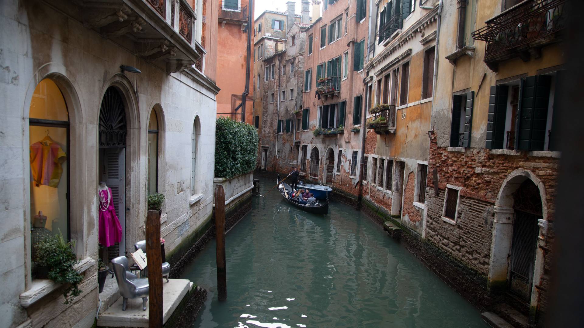 Houses and shops along Venice canal