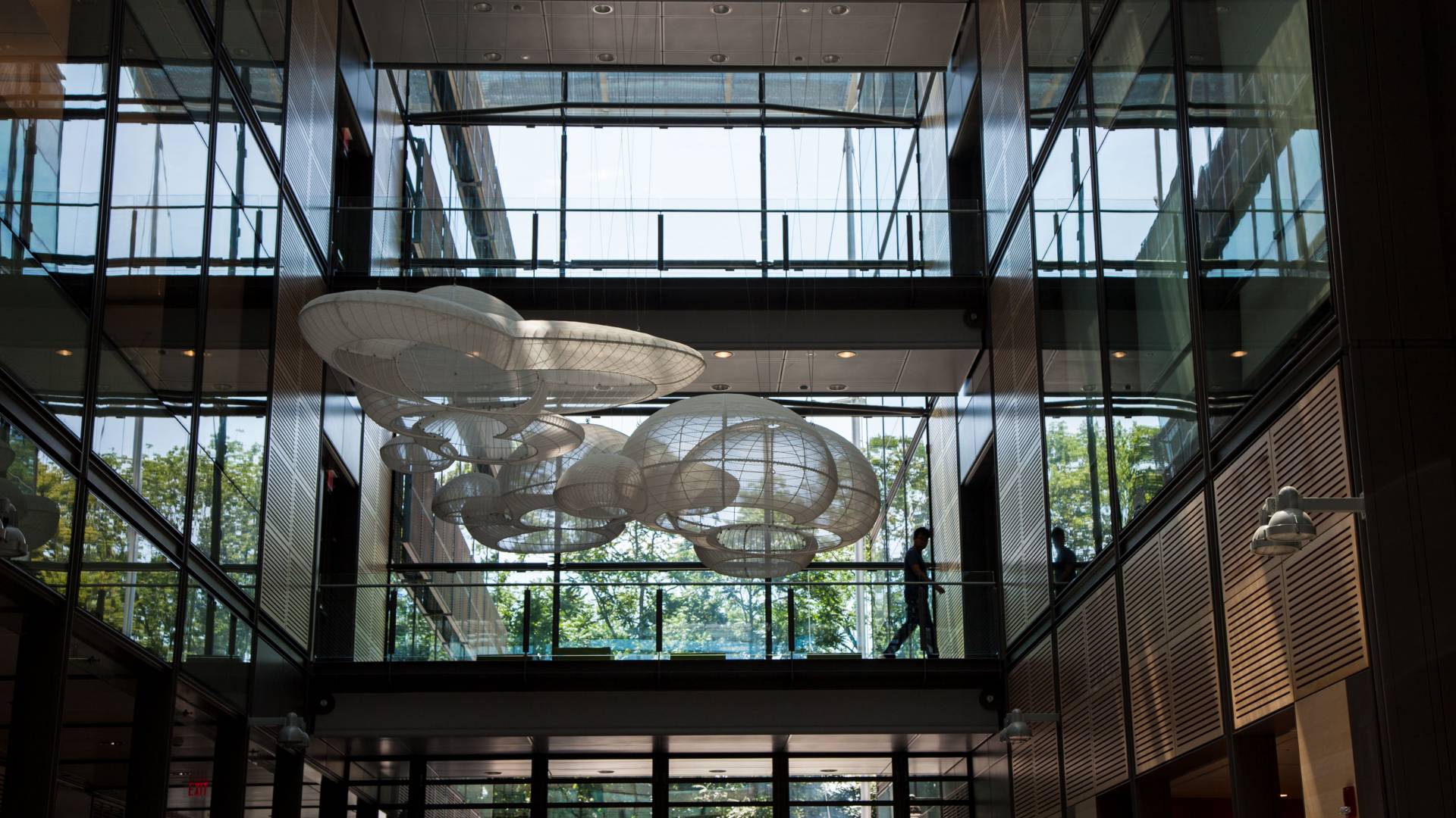 Art installation hanging in Frick Chemistry building