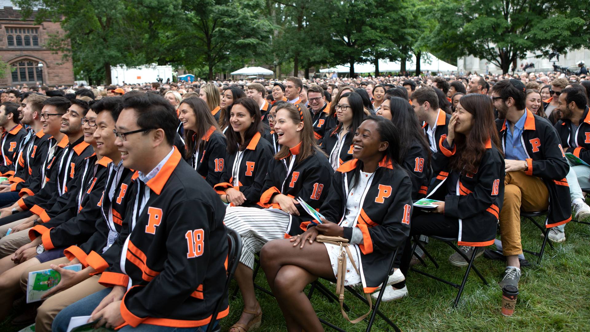 Students laughing during Class Day ceremony