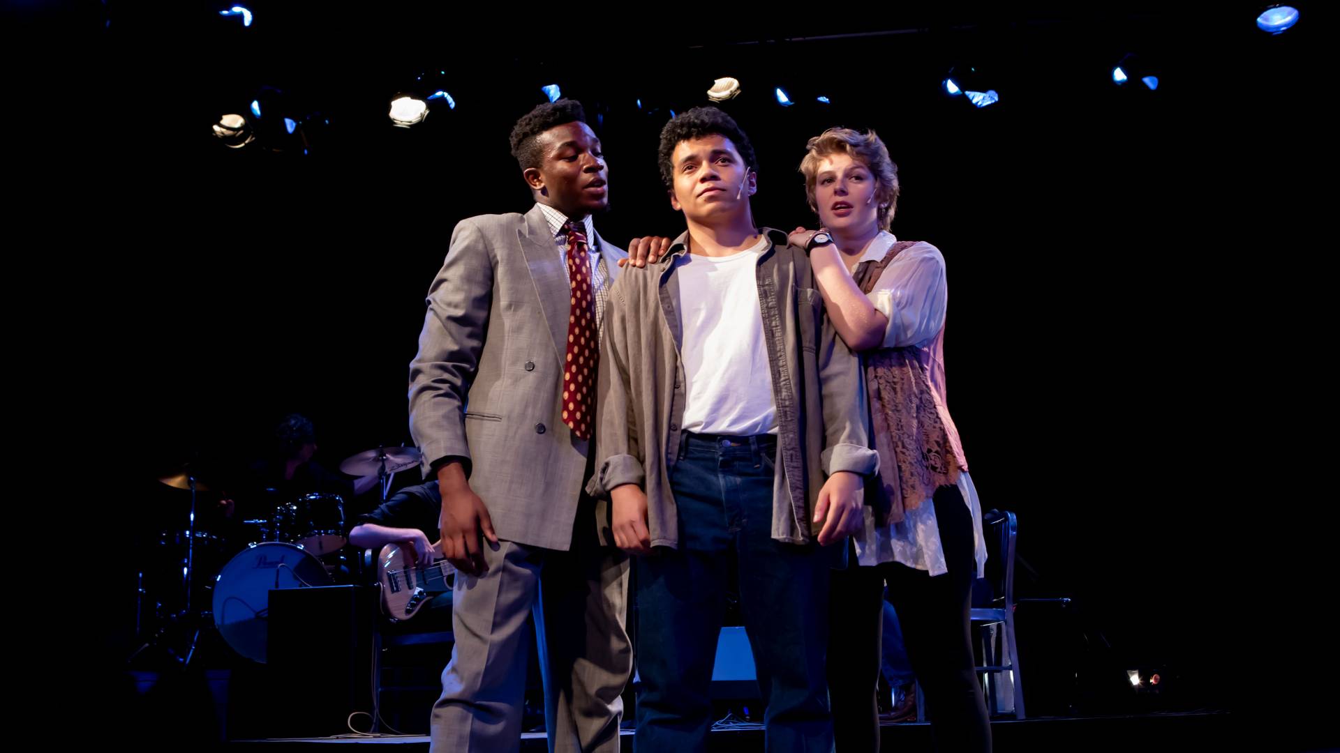 Actors and musicians on stage for musical "Tick, Tick...Boom"