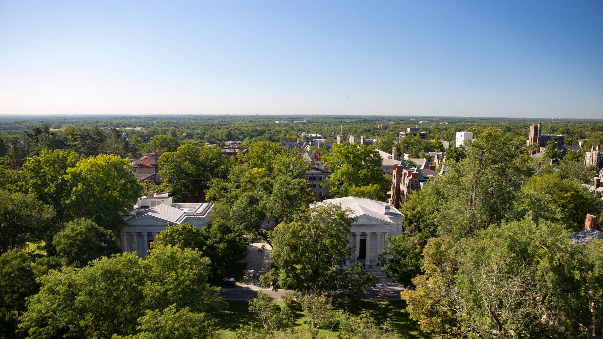 Aerial view of campus from Nassau Hall cupola